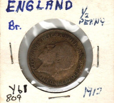 Great Britain 1/2 Penny, 1912, Bronze, KM61 - $3.00