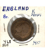 Great Britain 1/2 Penny, 1912, Bronze, KM61 - $56.16 MXN