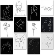 Zonon 12 Pieces Minimalist Line Art Prints Abstract Aesthetic Poster Unframed - £23.91 GBP