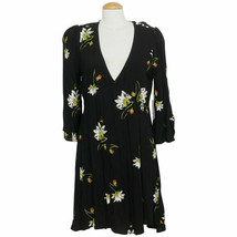 Free People Black Time On My Side Floral Flowy Wrap Mini Dress Xs - £45.08 GBP