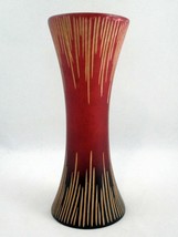 Hand Carved Decorative Wood Vase Jamaica Red Black Tribal Primitive FolkArt 7.5&quot; - £9.42 GBP