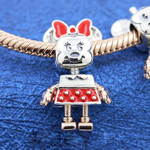 925 Sterling Silver Disney Minnie Mouse Robot Charm Bead - $17.38