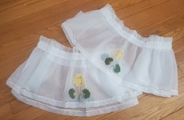 Vintage Pair OSheer Handmade Valance Curtains 11&quot; X 53&quot;Yellow Flowers - $369.76 MXN