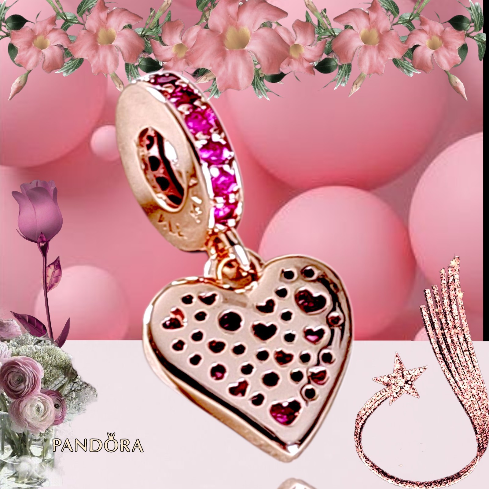 Pandora Charm, Rose Gold Plated Red Freehand Heart  #789565C01 US SELLER  Item image 6