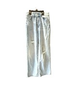 h and M Womens Size 4 Light Wash Denim Blue Jeans Wide Leg Distressed - £11.76 GBP
