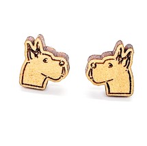 Great Dane Dog Earrings - Wood - £11.15 GBP