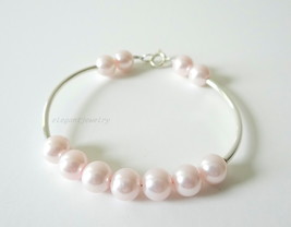 PINK PEARL BANGLE BRACELET - £13.55 GBP