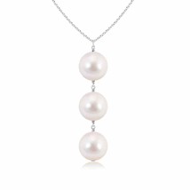 ANGARA Japanese Akoya Pearl Triple Drop Pendant in 14K Solid Gold - £524.45 GBP