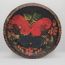 Vintage Hand Carved Hand Painted Wooden Plate Dish Platter Mexico 11&quot; Fl... - $18.49