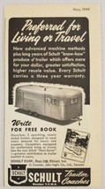 1949 Print Ad Schult Travel Trailer Coaches Made in Elkhart,Indiana - £7.08 GBP