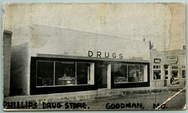 Phillips Drug Store Coca Cola Sign Goodman MO Missouri B&amp;W DB Postcard D14 - $24.91