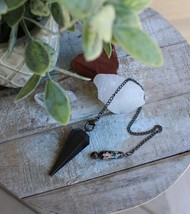 Black Agate Pendulum by Imogen Designs - Floral Beading 10&quot; ~Protection~ - $474.03 MXN