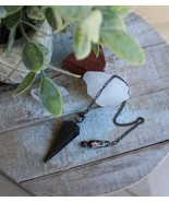 Black Agate Pendulum by Imogen Designs - Floral Beading 10&quot; ~Protection~ - $24.95