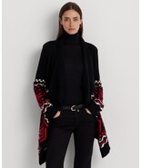 lauren-ralph-lauren-womens-fair-isle-shawl-collar-blackredcream-xl - $94.02 CAD