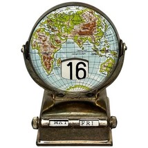Vintage 60s Perpetual Desk Calendar Map Globe Made In Japan Office Rotat... - $85.00