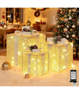 12&quot; 10&quot; 8&quot; Set of 3 Lighted Boxes - Larger Pre-Lit Present Boxes with 70... - $71.30