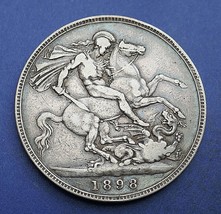 Queen Victoria 1898 Silver Crown LXII Made in London - $135.00