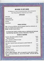 Bo&#39;s Barn Menu Inside Shell Station Vonore Tennessee 1996 - $21.78