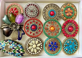 Mandala Flower Bohemian 70s Style large Big Casual Cocktail Ring Assorted Colors - $12.60