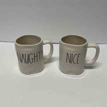 Rae Dunn Naughty Nice Christmas Coffee Mugs Set of 2 Artisan Collection Magenta - £18.88 GBP