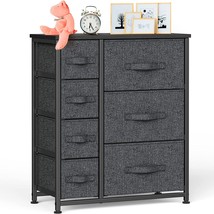 Black Pipishell Fabric Dresser With 7 Drawers, Storage Tower, And Entryway. - £49.51 GBP