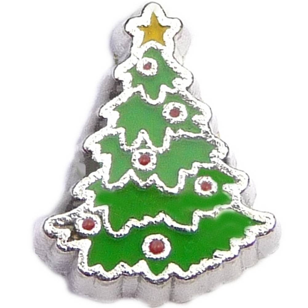 Primary image for Tall Decorated Christmas Tree Floating Locket Charm