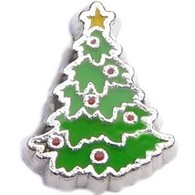 Tall Decorated Christmas Tree Floating Locket Charm - £1.92 GBP