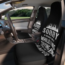 Custom Car Seat Covers with Camper Meme Print, Black Back, Set of Two - $61.80