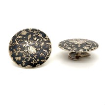 Antique Sign 900 Silver Kavkaz Niello Floral Ornate Fixed Back Cufflinks - £96.91 GBP