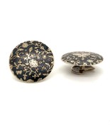 Antique Sign 900 Silver Kavkaz Niello Floral Ornate Fixed Back Cufflinks - £97.78 GBP