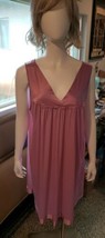 Vanity Fair Pink Champagne Satin/Silk Nightgown/Dress V-neck Sleeveless (2X) - £58.69 GBP