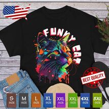 Funky Cat T Shirt Adorable Kitty Themed Cat Lovers Kawaii Tee Cute Anima... - $16.99+