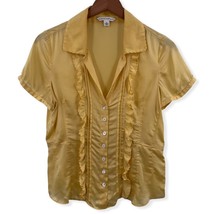 Banana Republic Yellow Silk Short Sleeve Blouse Small - £12.82 GBP