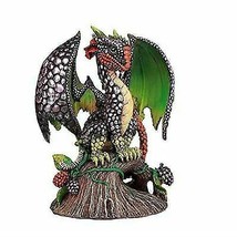 Ebros Colorful Fairy Garden Fruits And Berries Green Blackberry Dragon Statue - £20.35 GBP