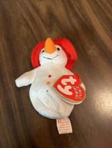 Ty Chillin&#39; Bear White Holiday Beanie Baby Snowman With Colored Buttons 2003 - £8.56 GBP