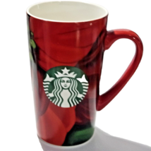 Starbucks 2020 Holiday Christmas Poinsettia Ceramic Mug 16oz Red Siren 6&quot; Tall - £7.47 GBP