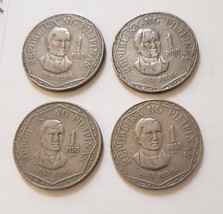 Lot of Four Philippine 1 Piso Coins Jose Rizal / Ang Bagong Lipunan 1981/1982 - £7.93 GBP