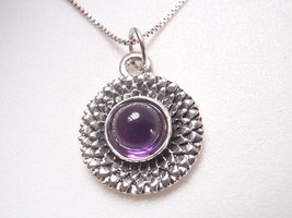 Purple Amethyst Sunflower 925 Sterling Silver Necklace Corona Sun Jewelry - £10.12 GBP