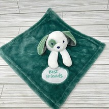 Puppy Dog Plush Lovey Security Blanket Soft Toy Green Best Friends Embroidered - £11.60 GBP