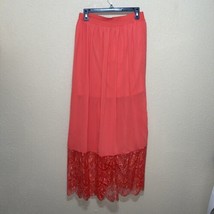 Ya Los Angeles Peach Silk Long Maxi Skirt Sz M New - £71.37 GBP