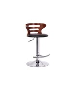 Modern Pub Bar Stool Walnut &amp; Black Faux Leather Adjustable Piston - Ope... - $119.99