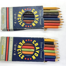 VTG American Pencil Wood Covered Crayon Pencils Co #019-8 Colors Lot of 2 - USA - £10.93 GBP