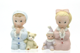 2 Vintage Homco Home Interiors Bedtime Prayer Praying Girl &amp; Boy 4&quot;Figurines - £11.67 GBP