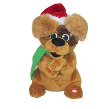 Christmas Animated Puppy Dog Plush 10" Peek a Boo Ears With Holiday Scarf Brown - $12.86