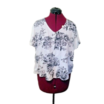 Maurices Top Multicolor Women Floral Short Sleeve Size Large Button Front - £16.18 GBP