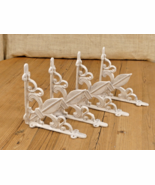 4 Cast Iron Fleur De Lis Shelf Brackets Brace Corbels Mantle Brace Porch... - $46.38 CAD
