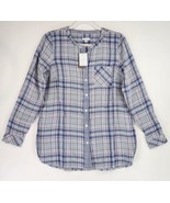 J Jill Shirt Womens XS Blue Plaid Double Cloth Gauze Cottage Core Tunic ... - £46.38 GBP