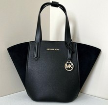 New Michael Kors Portia Small Tote Leather and Suede Black - £60.04 GBP