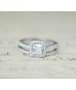 Unique 1.60Ct Princess Cut Diamond 14K White Gold Over Bridal Wedding Ri... - $149.42 CAD