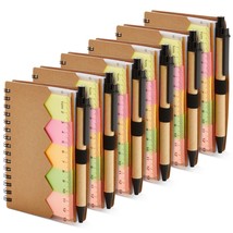 6 Pack Kraft Paper Spiral Notepad With Pen And Sticky Notes, Lined, Colo... - $36.09